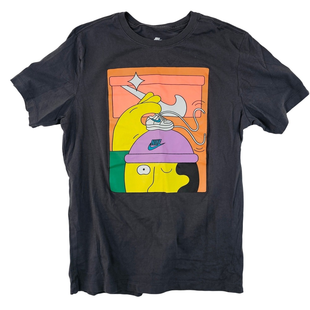 Nike The Nike Tee Mens Medium Black Graphic T-Shirt Sneaker Character Print